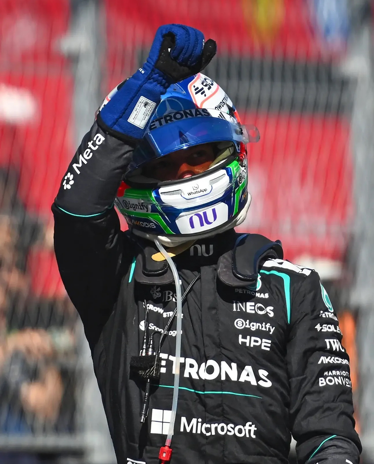Kimi Antonelli of Mercedes-AMG PETRONAS celebrates winning the Formula 1 Spanish Grand Prix 2026 at the Madring in Madrid