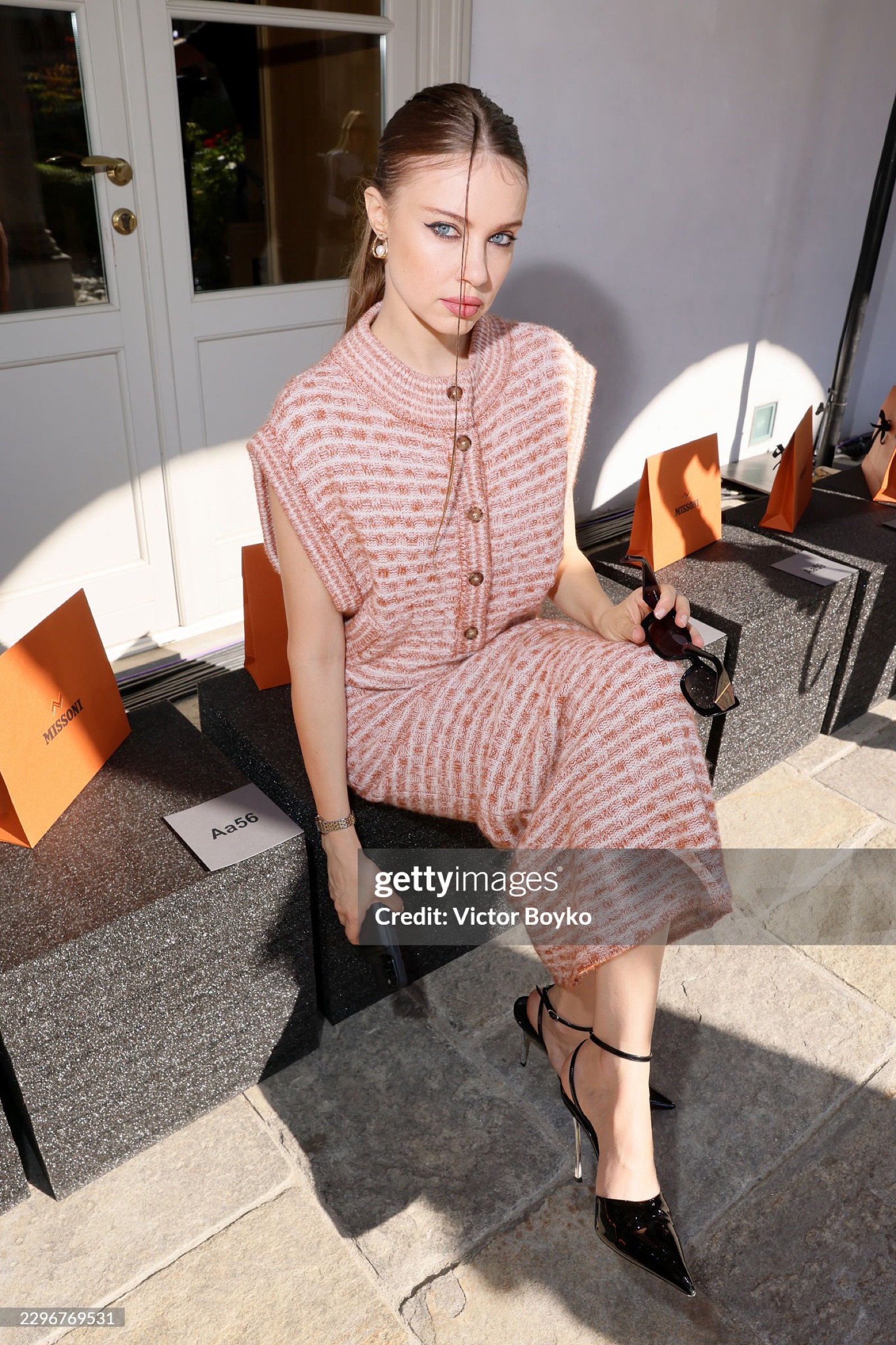 Xenia Tchoumi seated front row at the Missoni Spring/Summer 2027 show, Milan Fashion Week, 23 September 2026