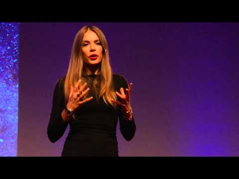 Xenia Tchoumi delivering How to Overcome Prejudice Through the Internet at TEDx Martigny
