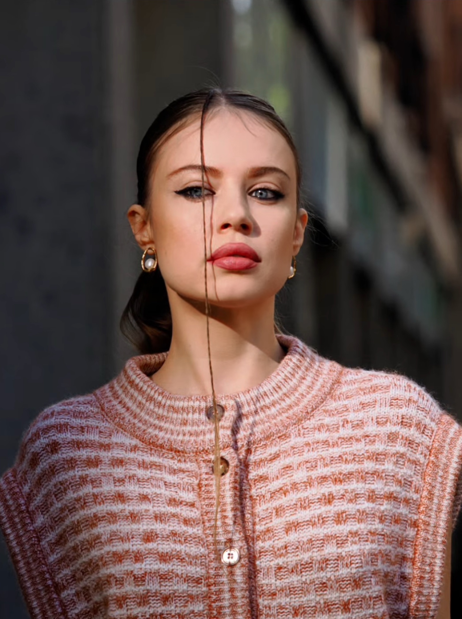 Portrait of Xenia Tchoumi (Xenia Tchoumitcheva) at Milan Fashion Week 2026 for the Missoni show
